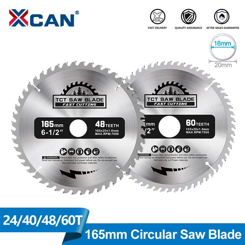 XCAN 165mm Carbide Circular Saw Blade for Precision Cutting