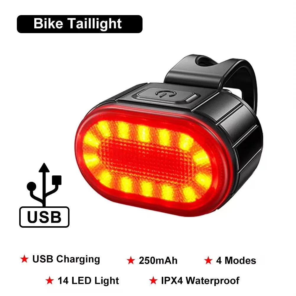 USB Rechargeable Front & Rear Bike Light Set