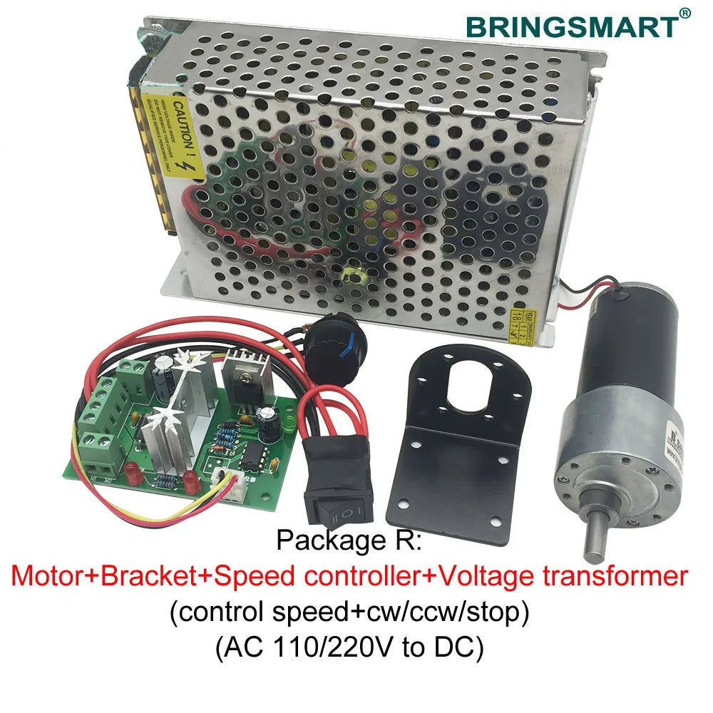 12V/24V DC Gear Motor, High Torque, Self-Locking