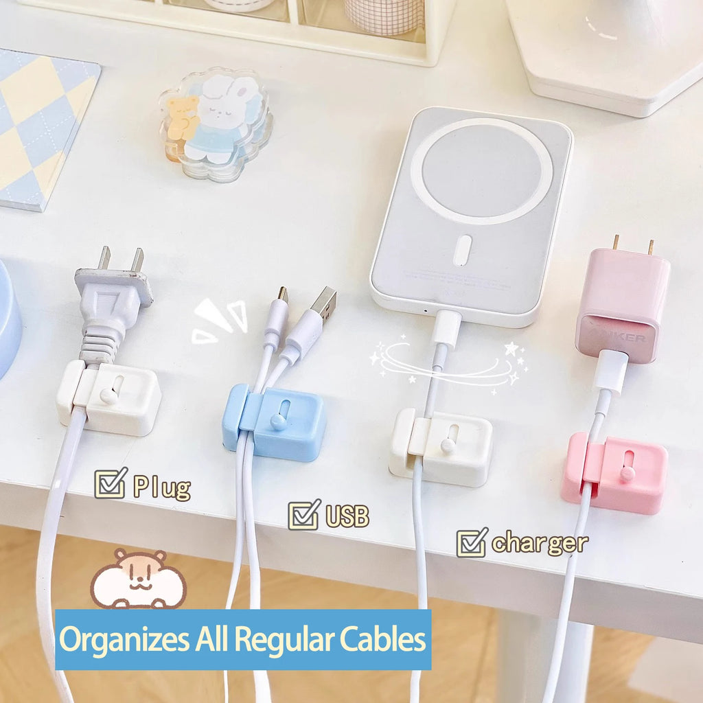 No-Drill Desk Edge Cable Clip Organizer