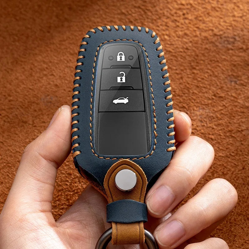 Leather Car Key Case for Toyota CHR Hilux Fortuner Key Fob Cover - image 4