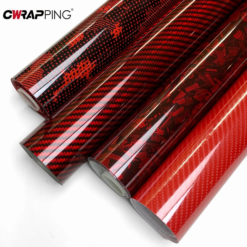 Red Carbon Fiber Vinyl Wrap Glossy Self-Adhesive Sticker 150cm - image 2