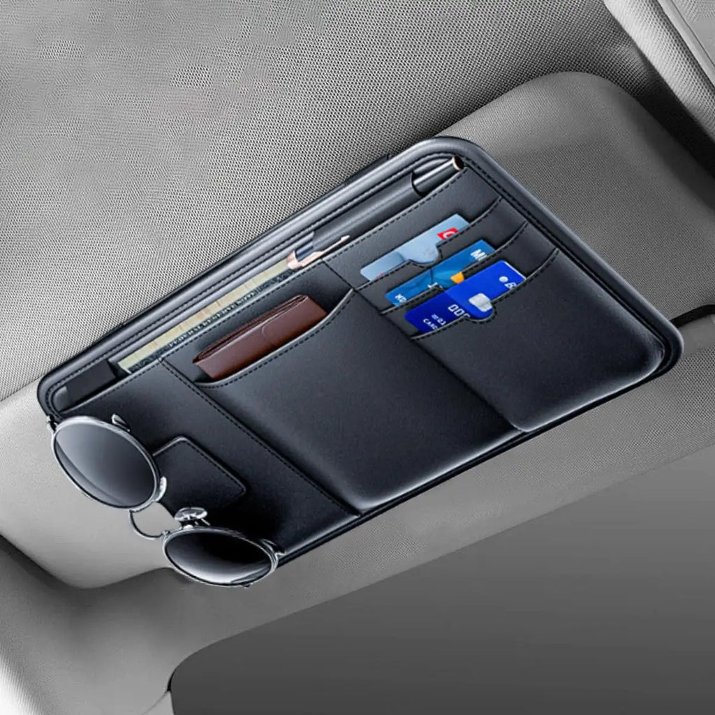 Car Sun Visor Organizer, Multi-Function Storage Holder for Sunglasses, Cards & Documents