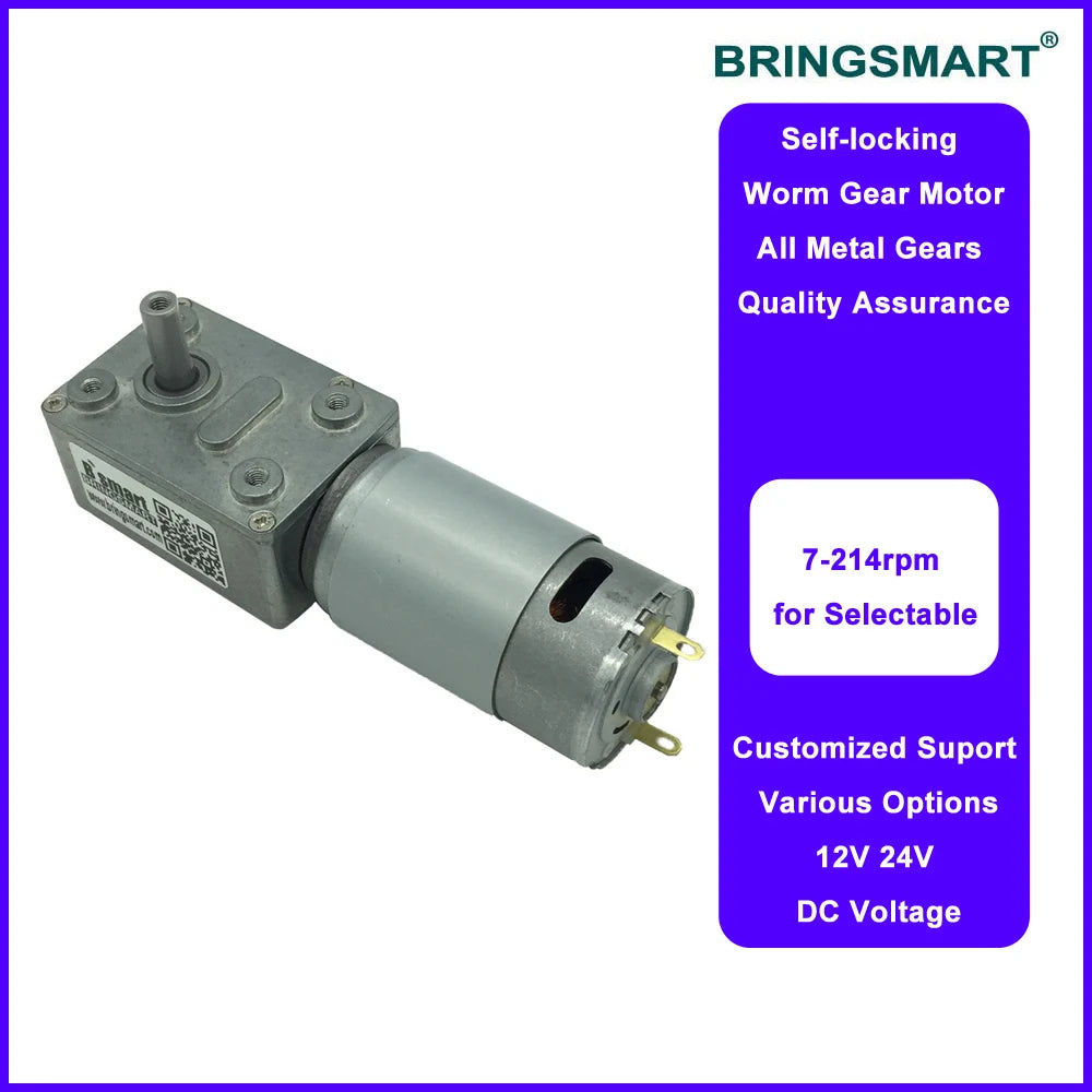 12V/24V DC Worm Gear Motor, Low Speed 2.5-210RPM