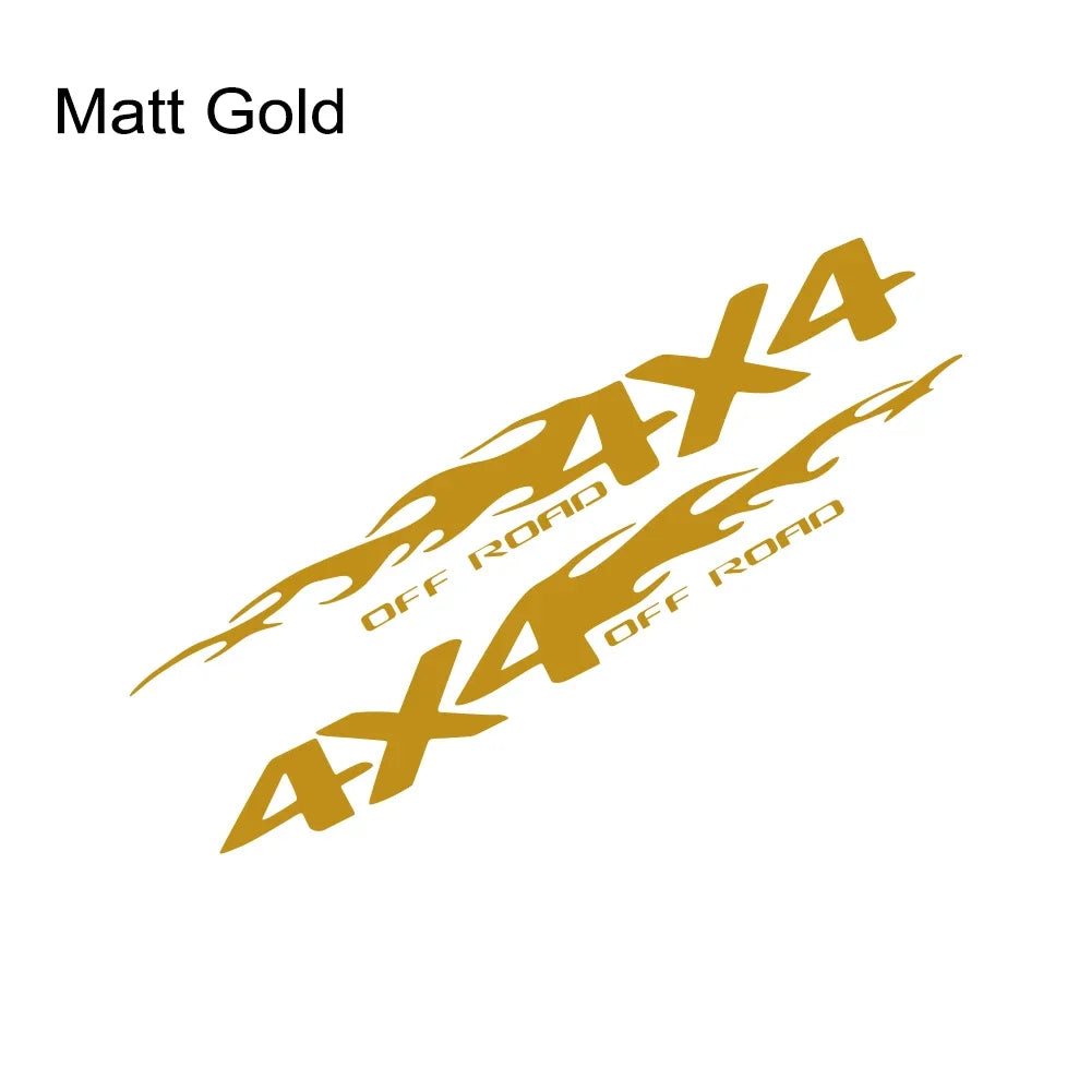 2PCS 4X4 Off Road Truck Decal Stickers Matt Gold - Ford Ranger F150 Nissan Navara Mitsubishi L200 Dodge RAM 1500