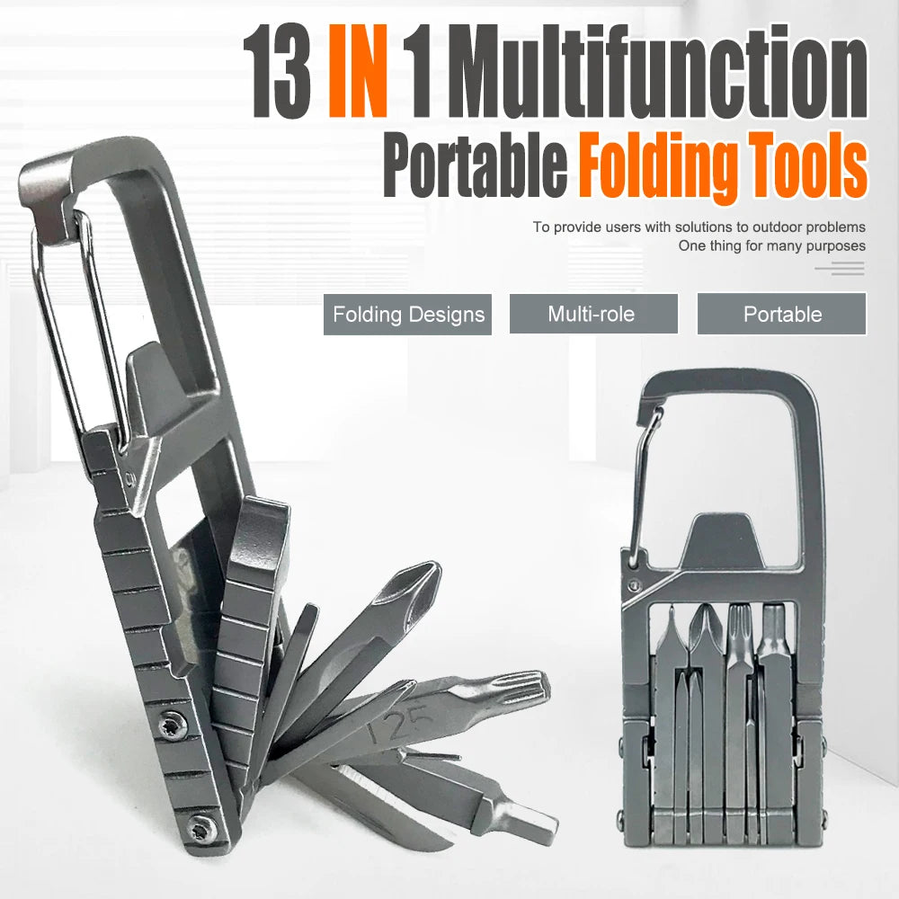 13-in-1 Folding Keychain Multi-Tool, Screwdriver & Corkscrew