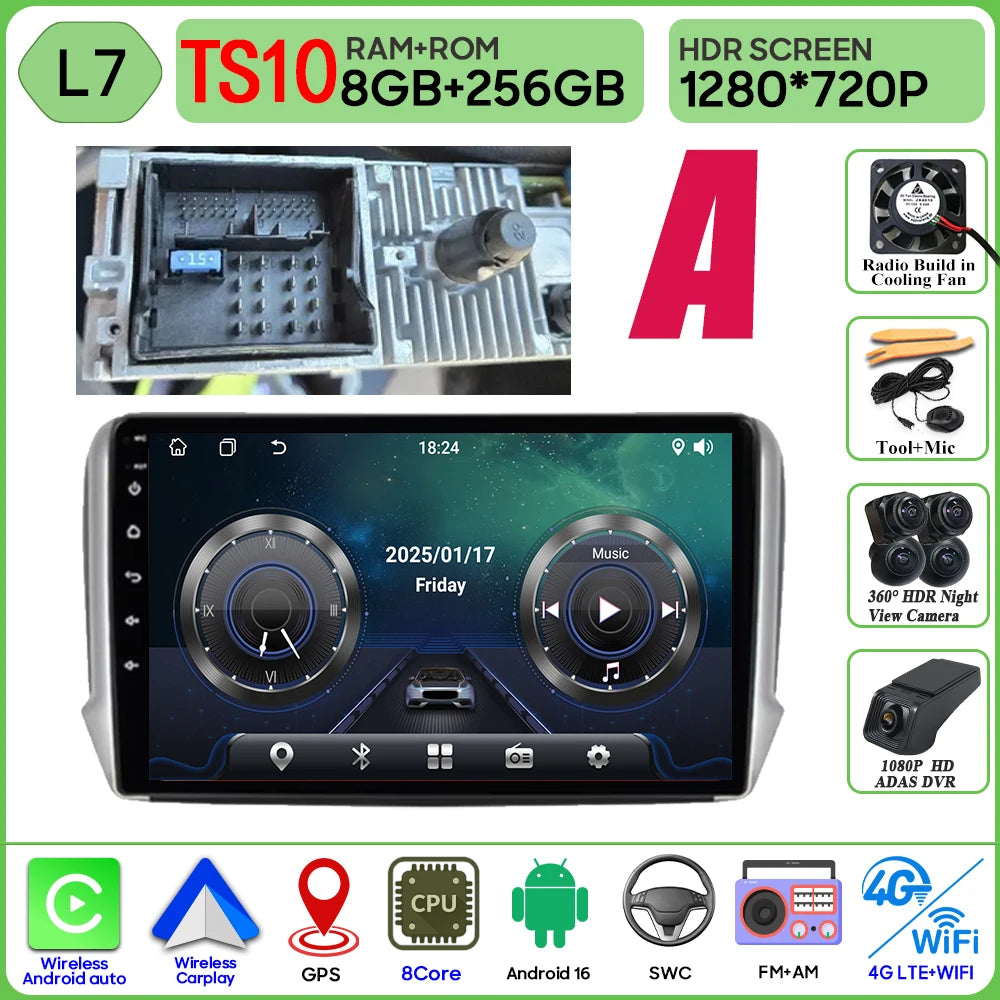 Peugeot 2008/208 10" Android 16 GPS Navigation Stereo (2012-2018) - image 27