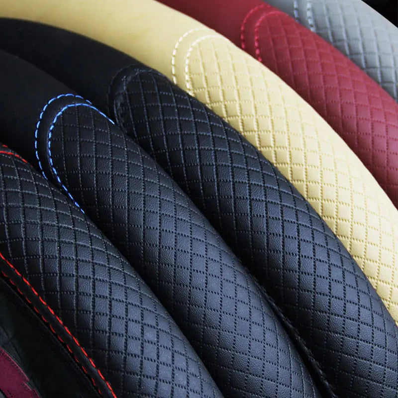 Universal Non-Slip Embossed Steering Wheel Cover, 37-38cm