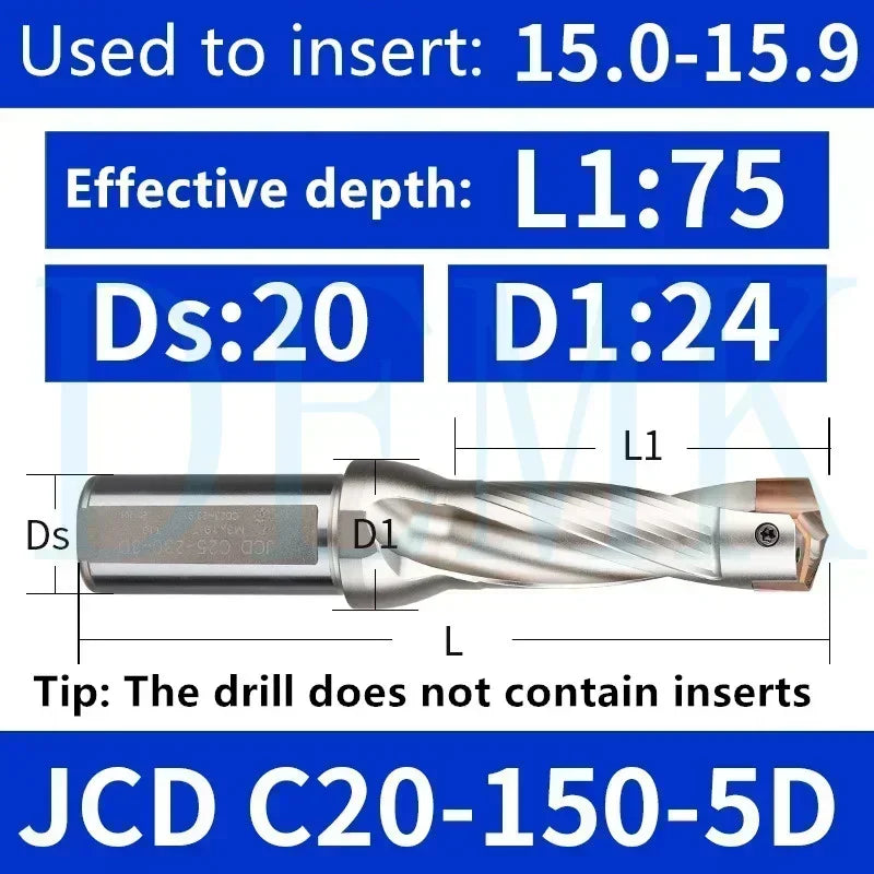 Indexable U Drill with Internal Cooling, 3D-10D, 10-25mm Diameter