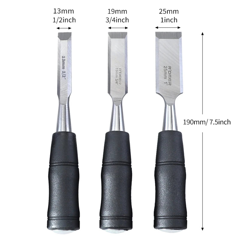 7.5-Inch Carbon Steel Wood Chisel with Anti-Slip Handle