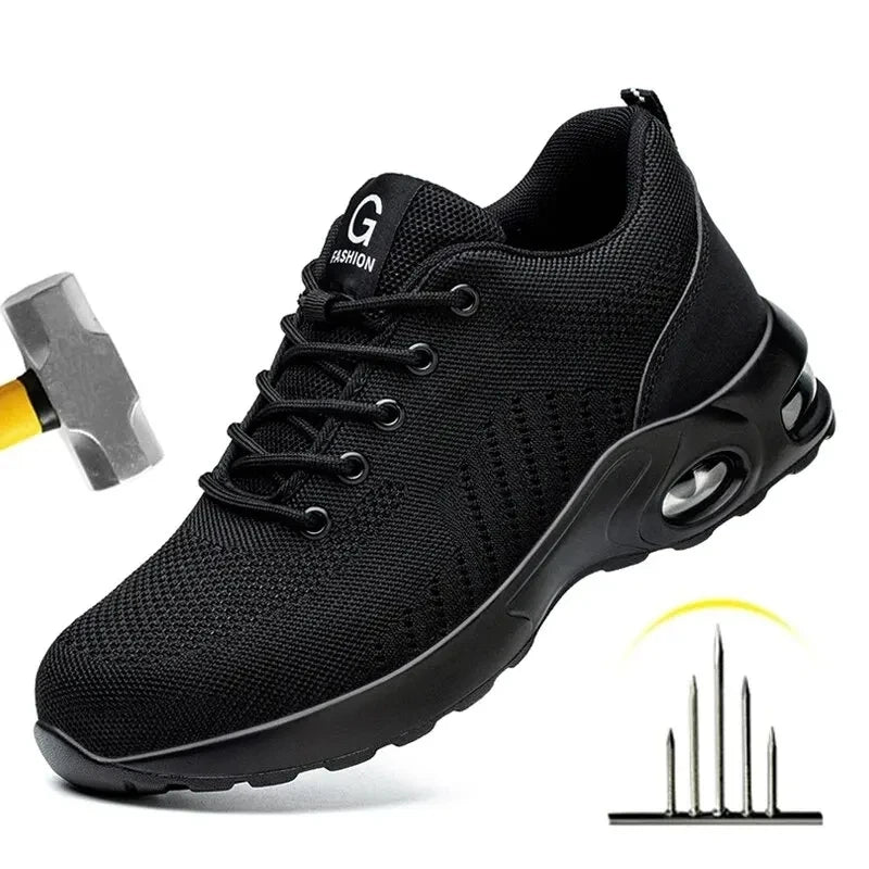Steel Toe Safety Work Shoes, Comfortable Breathable Non-Slip Protective