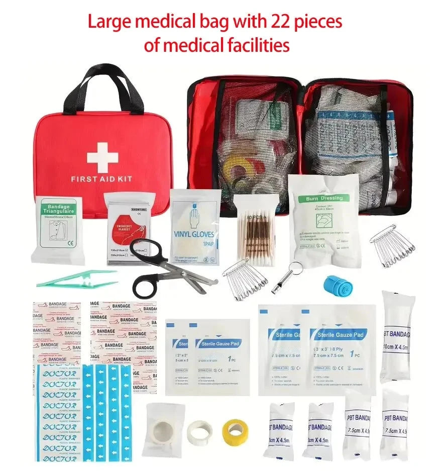 22-Piece First Aid Kit – Bandages, Scissors & Tweezers