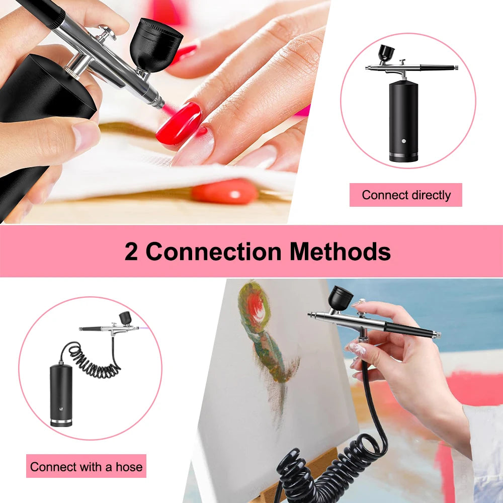 Airbrush Kit with Compressor Portable Painting Crafts Sprayer Gun USB Rechargeable Handheld Wireless Airbrush Mini Spray Gun