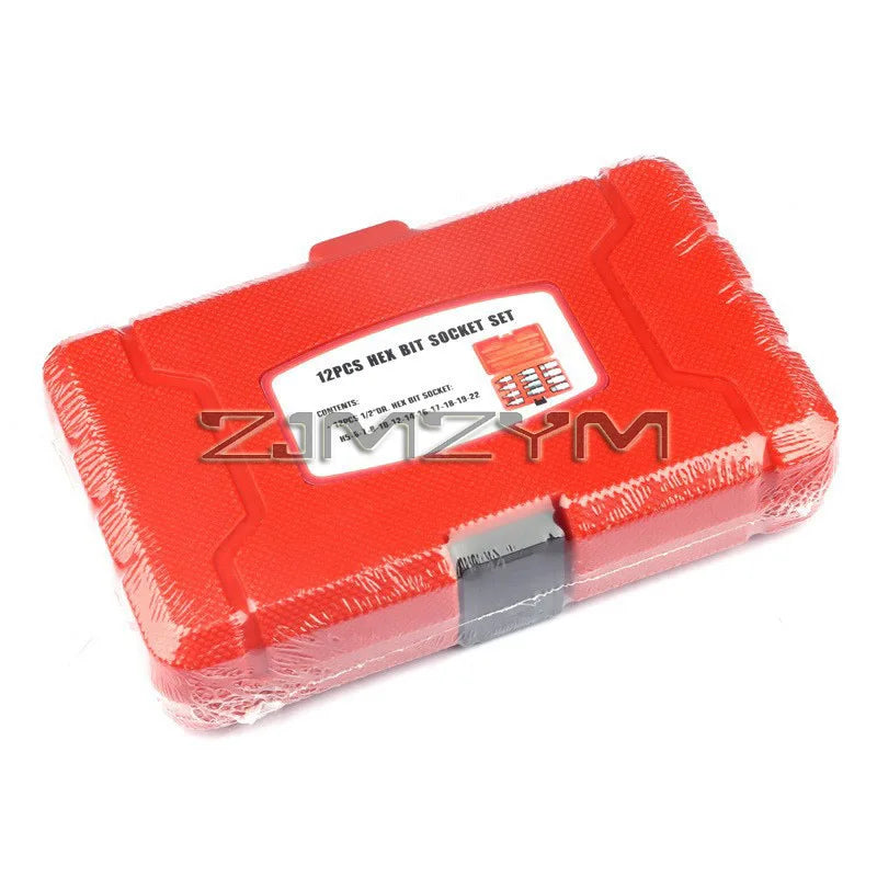 12pcs 1/2 Inch Drive Impact Hex Bit Socket Set H5 H6 H7 H8 H10 H12 H14 H16 H17 H18 H19 H22 Sockets Set Hand Tools