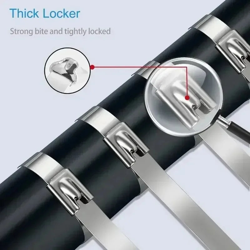 304 Stainless Steel Zip Ties 4.6mm Heavy Duty Self-Locking Cable Ties for Vehicles