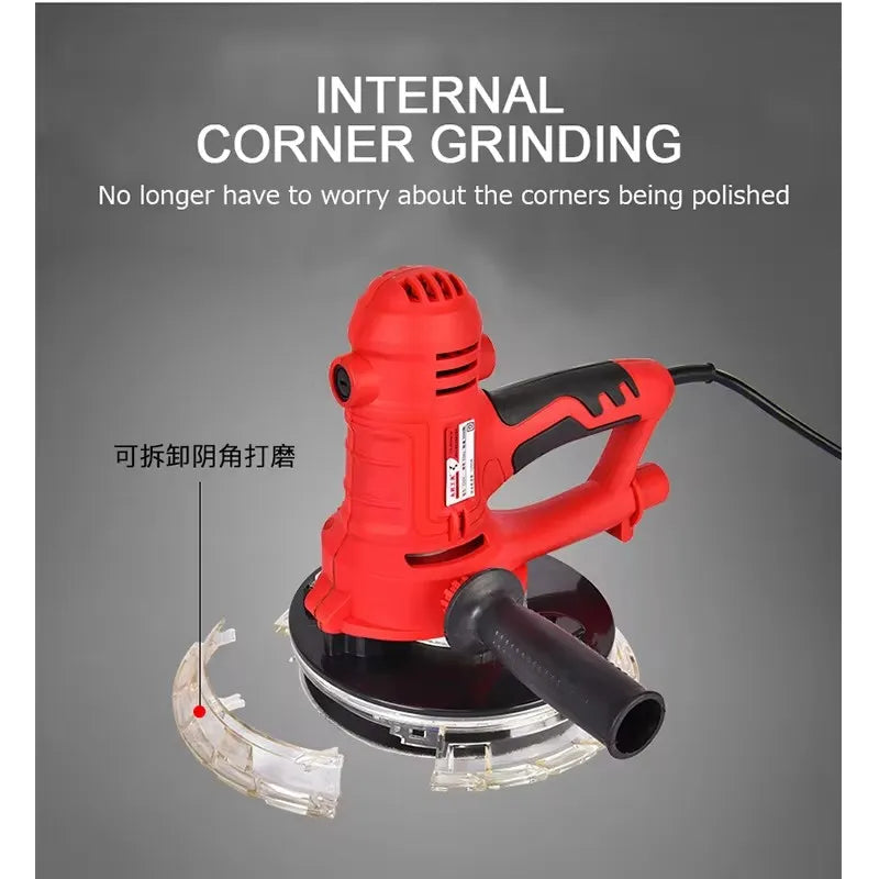 Electric Drywall Sander 1250W Wall Grinder Dustless Wall Sanding Machine Wall Putty Sander Self-absorbing Wall Polishing Machine