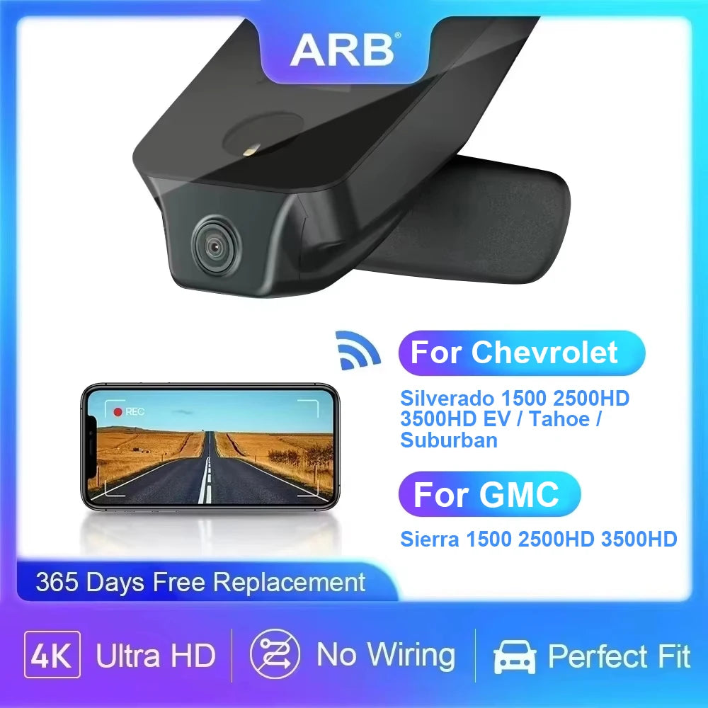 4K Dash Cam for GMC Sierra & Chevy Silverado 2020-2026