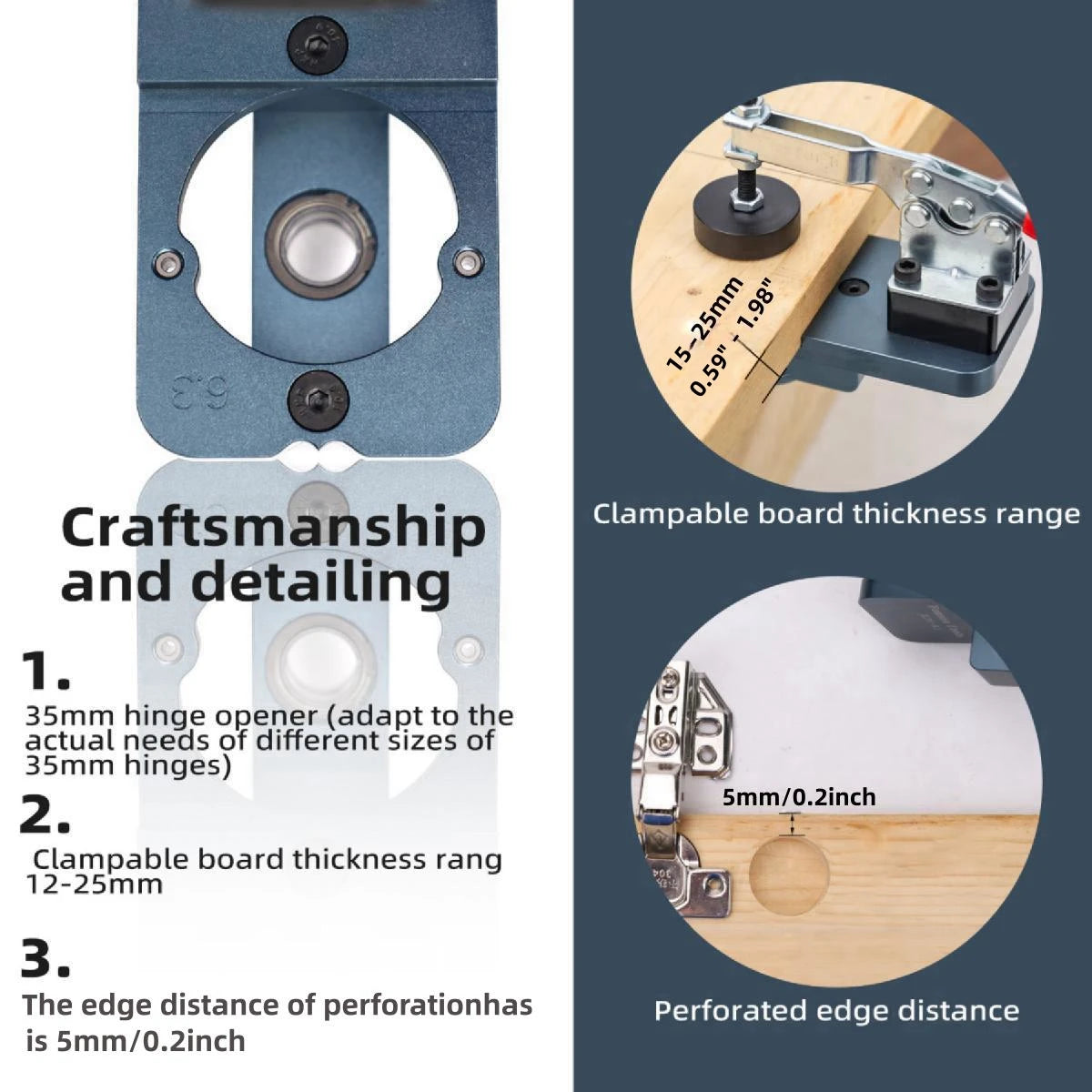 35mm Hinge Drilling Jig with Forstner Bit for Woodworking - image 4