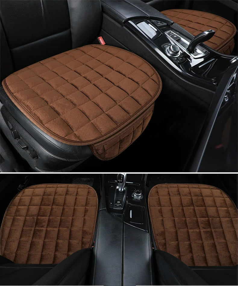Plush Winter Car Seat Cushion with Anti-Slip Backing