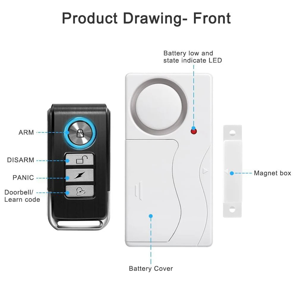 Wireless Door & Window Burglar Alarm Kit with Remote Control