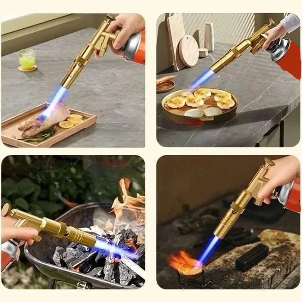 Portable Gold Copper Gas Welding Torch High Temperature Flame BBQ Cooking Brazing Tool for Outdoor Heating And Metal Joining