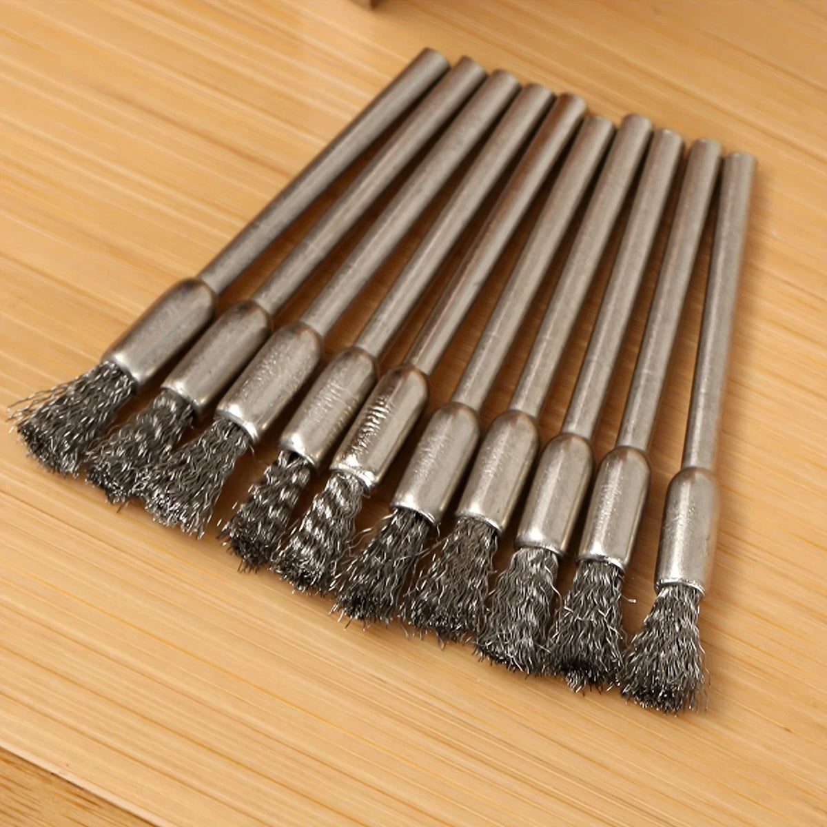 10Pcs Stainless Steel Wire Brushes with a 3.17mm Handle - Ideal for Rotating Tools, Ideal for Cleaning, Rust Removal and Sanding