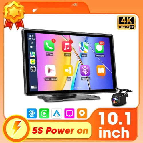 Jansite 10.1" 4K Dashcam with CarPlay & Android Auto
