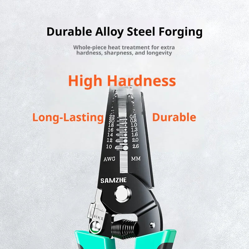 SAMZHE Multifunctional Electrician Pliers Wire Stripper Tool Wire Stripper Separator Industrial Wire Stripper Cutter Crimper