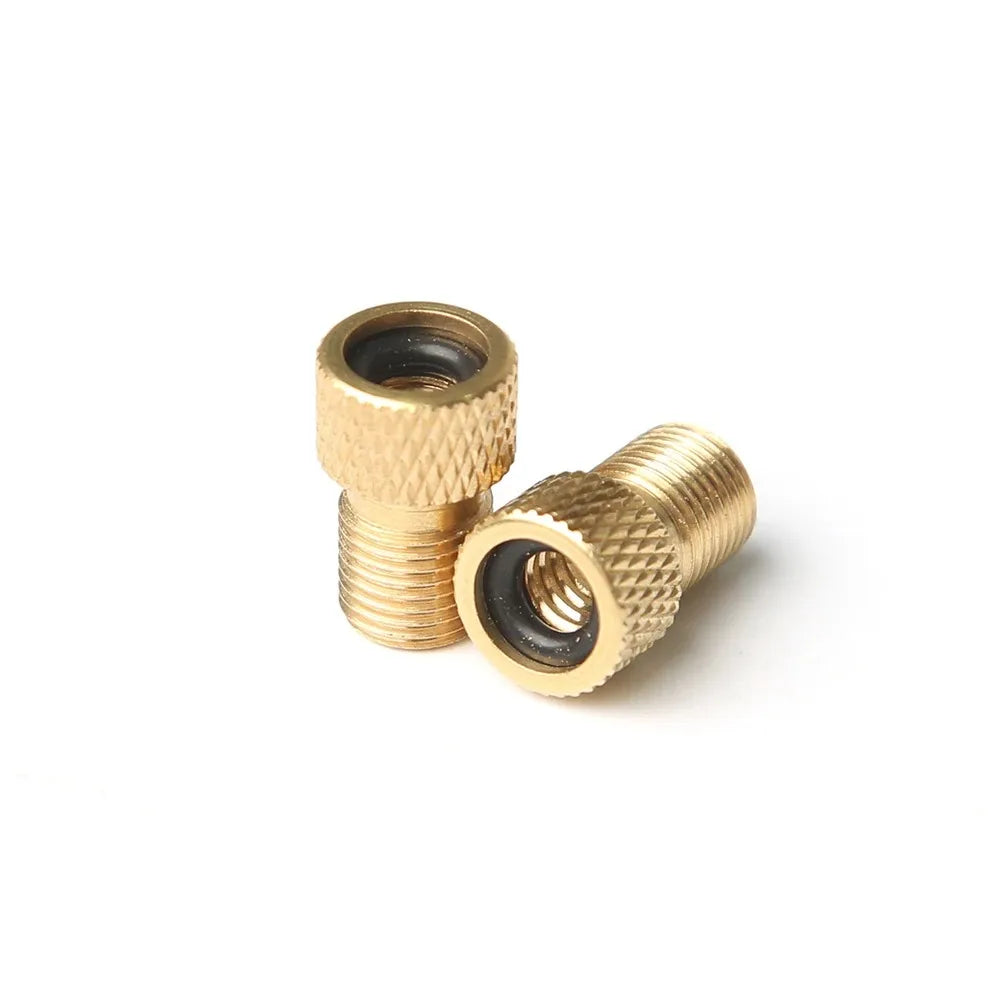 Bicycle Presta To Schrader Adapter Bike Tire Valve Adapter Copper Golden Bicycle Pump Tire Valve Connectors F/V To A/V Converter