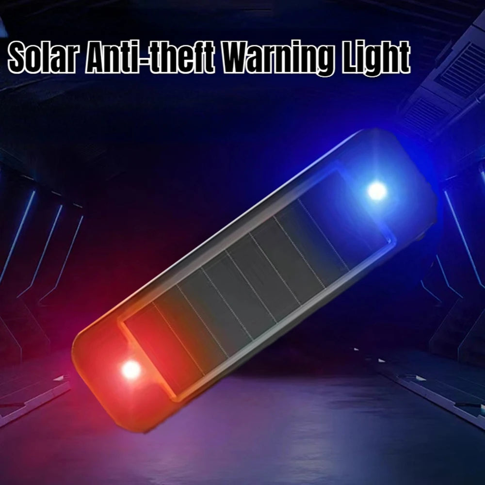 Mini LED Solar Power Car Warning Light Night Security Simulated Alarm Wireless Anti-Theft Caution Lamp Flashing Dummy Alarm Lamp