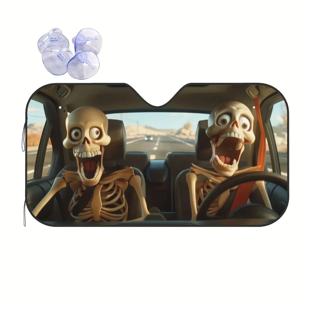 Foldable Windshield Sun Shade with Fun Animal Prints, 55 x 30 in