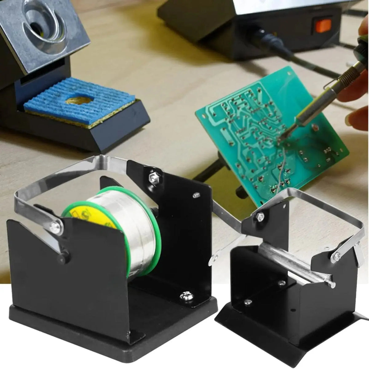 Compact Solder Wire Spool Dispenser Holder, Adjustable Metal Reel Stand For Workbench, Welding Wire Organizer Tool