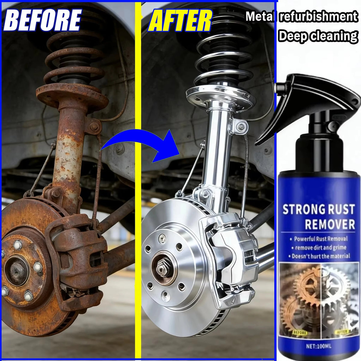 Fast-Acting Automotive Rust Remover Spray for Metal Parts - image 2