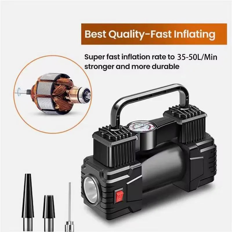 Portable 12V Dual-Cylinder Air Compressor for Car Tires - image 6