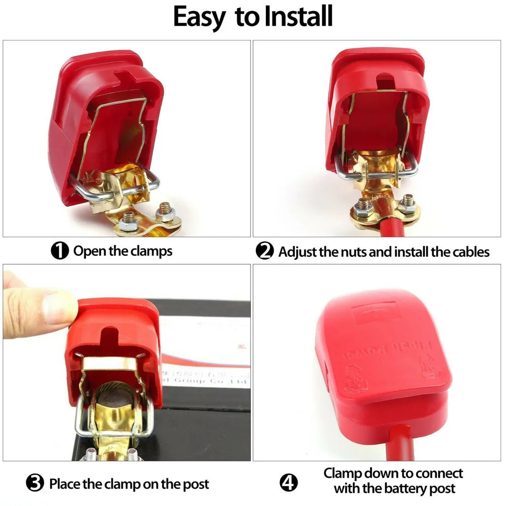 Quick-Release Top Post Battery Terminal Clamps, Pair