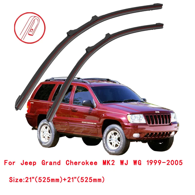 For Jeep Grand Cherokee WJ WG WH WK2 WL SUV 4X4 1999 2004 2008 2010 2014 2016 2019 2020 2022 Double Rubber Wiper Blades
