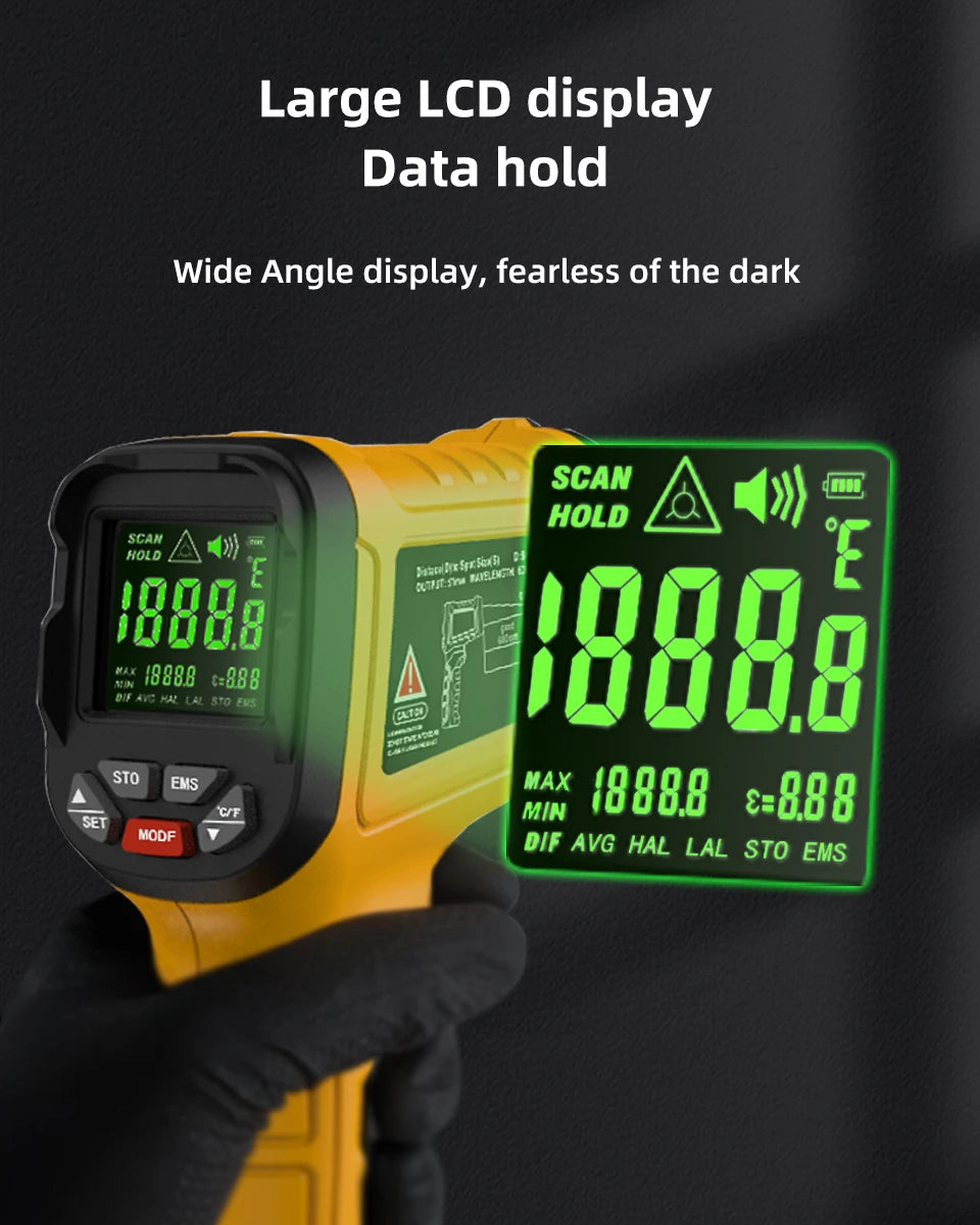 Infrared Thermometer Gun -50 to 1400°C, Handheld Digital Laser Non-Contact