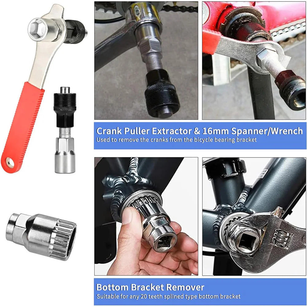 Bike Tool Kit Professional Bike Repair Tools with Cassette Remover Wrench Chain Breaker Cycling MTB Road Bike Maintenance Tool