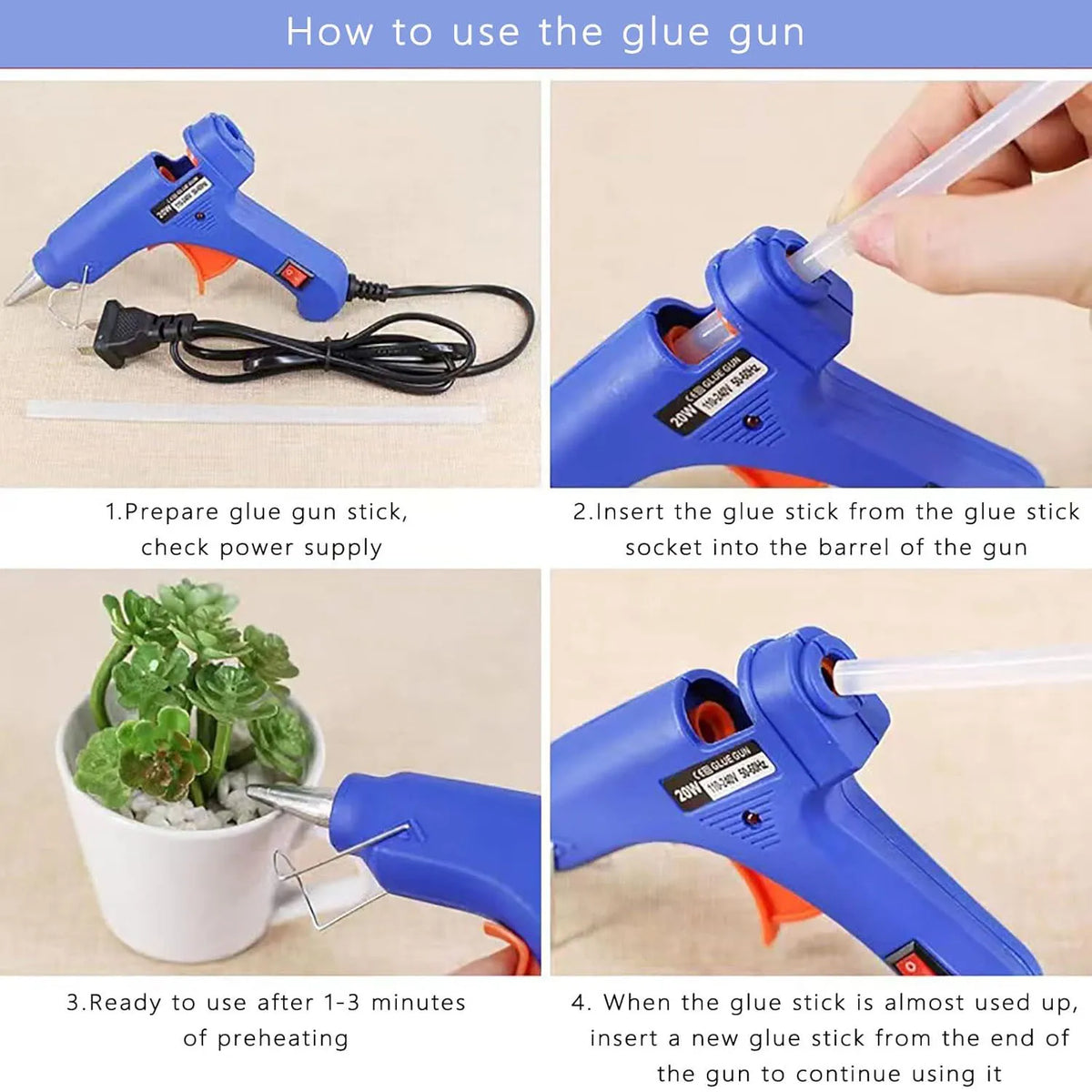 Hot Glue Gun Kit with Glue Sticks Fast Preheating High Temp for Crafts and Home Repairs