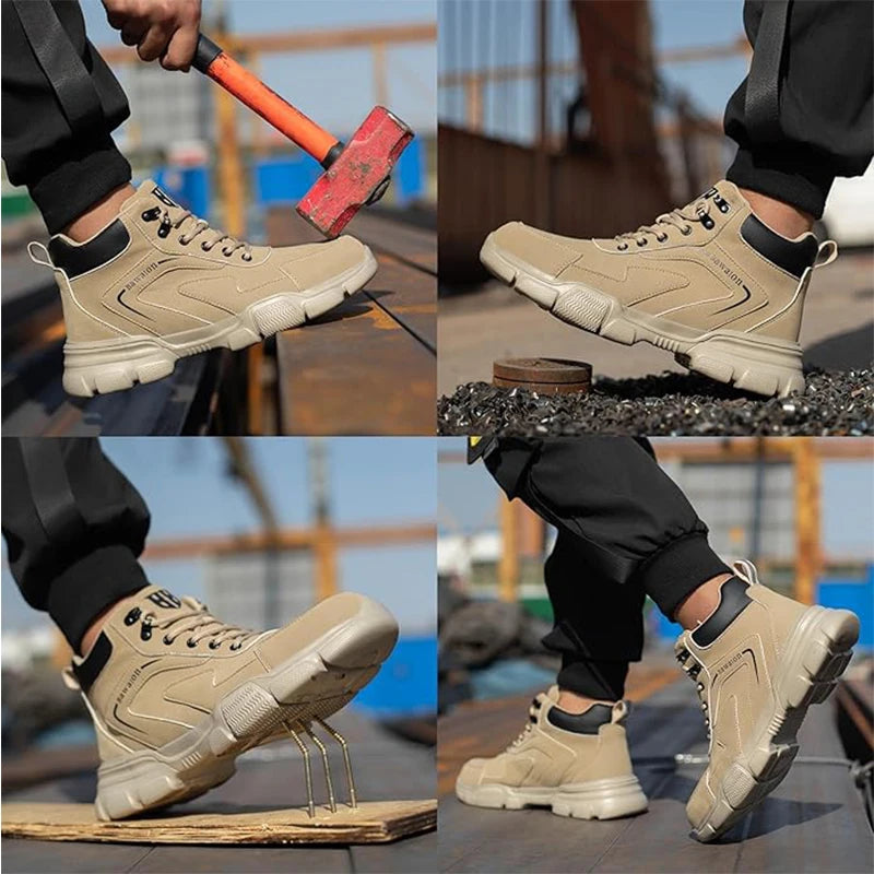 Waterproof Steel Toe Safety Work Boots, Lightweight, Slip-Resistant