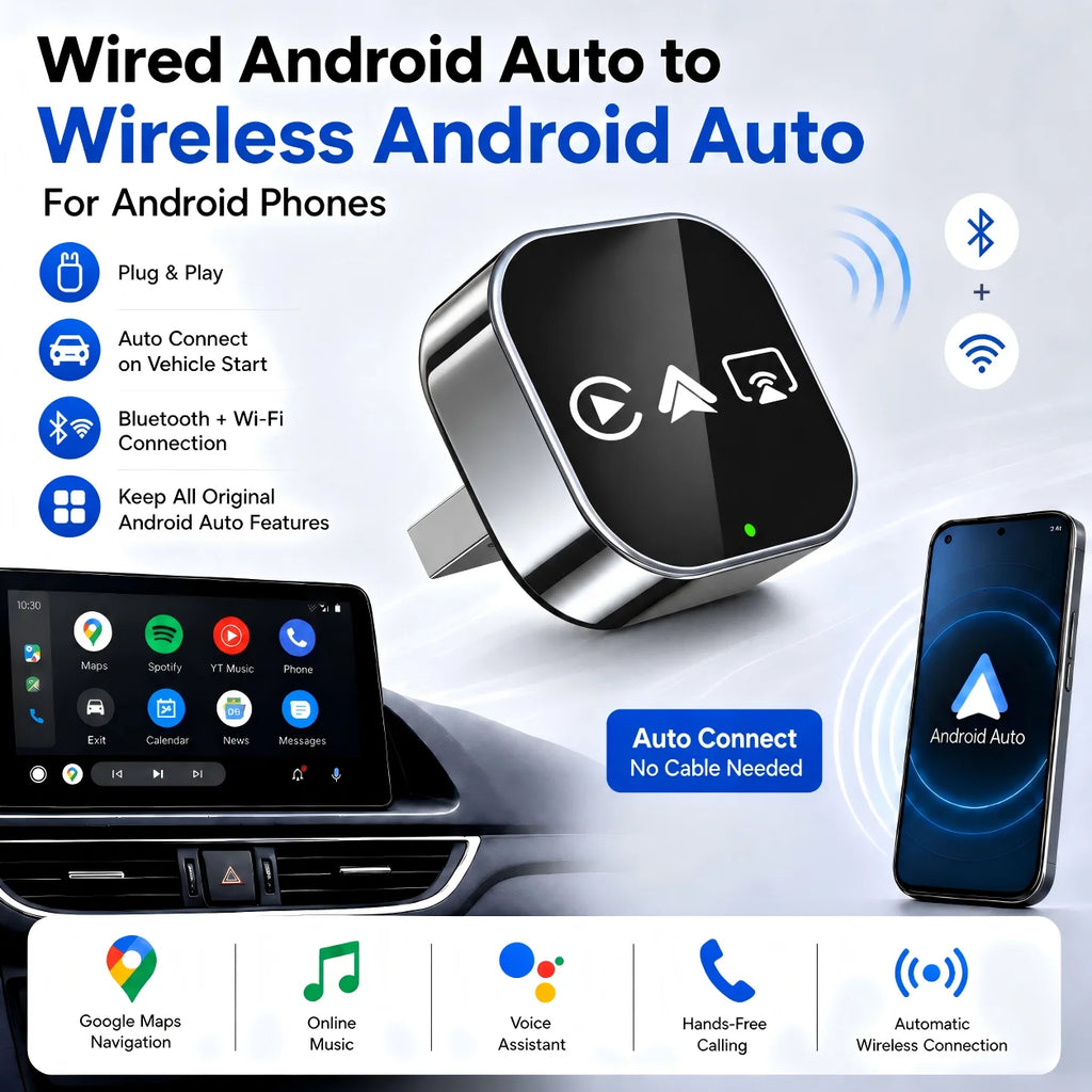 4-in-1 Wireless CarPlay and Android Auto Adapter with Mirroring