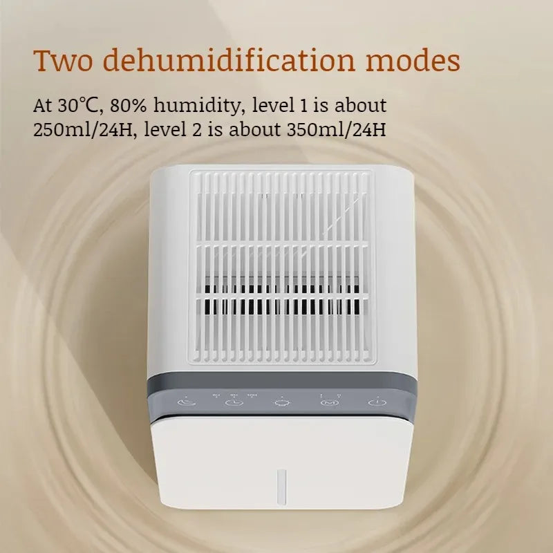 Quiet home dehumidifier and air dryer for damp and odour control in a bedroom or office