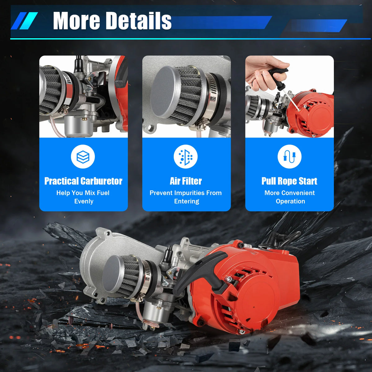 49cc 2-Stroke Engine with CVT Gearbox for Pocket Bikes and Mini ATVs
