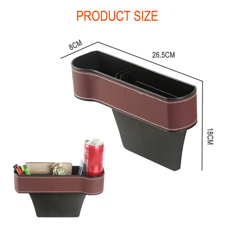 Car Seat Gap Organizer Storage Box - Expandable Design, Holds Phone, Keys, Wallet, Prevents Items from Falling