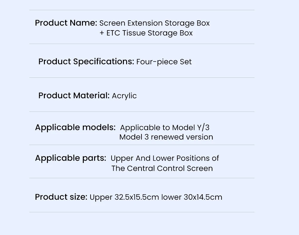Magnetic Under Screen Storage Box for Tesla Model 3, Y and YL