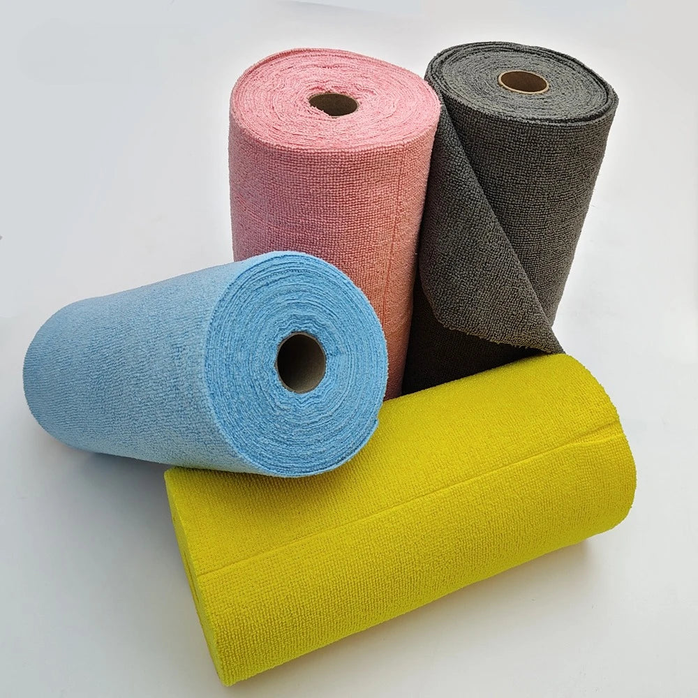Car Washing Rag 50pcs/Roll Microfiber Tear-Towel Reusable Cleaning Rag Multi-Purpose Dishwashing Towels For Tableware Car Wash