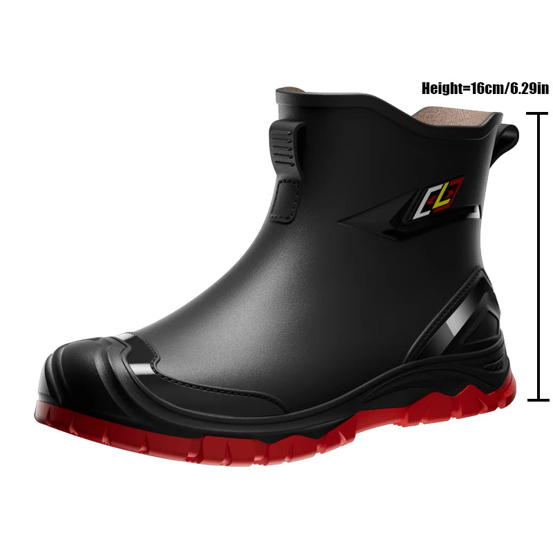 Men's Rain Boots Waterproof Rubber Work Boots Anti-Slip Fishing Gardening Farm Kitchen Outdoor Shoes