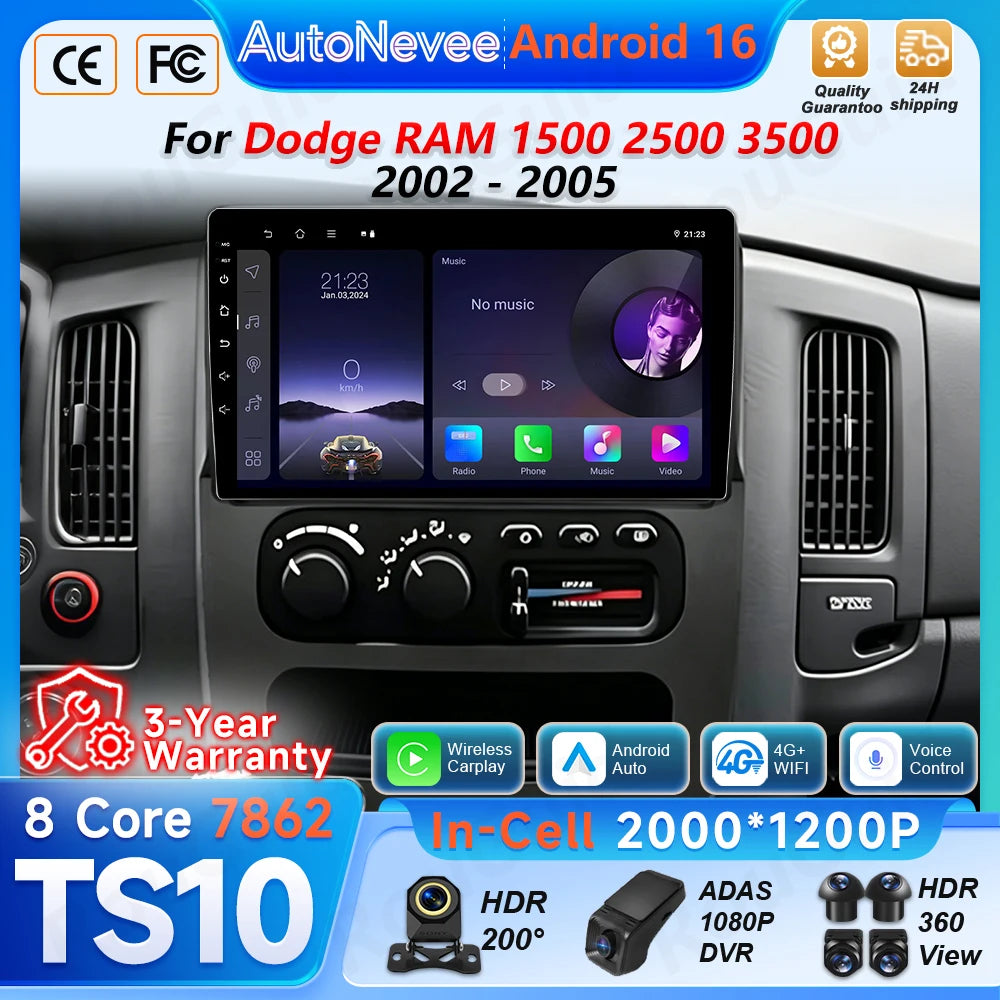 9 Inch Android Car Stereo for 2002-2005 Dodge RAM with CarPlay
