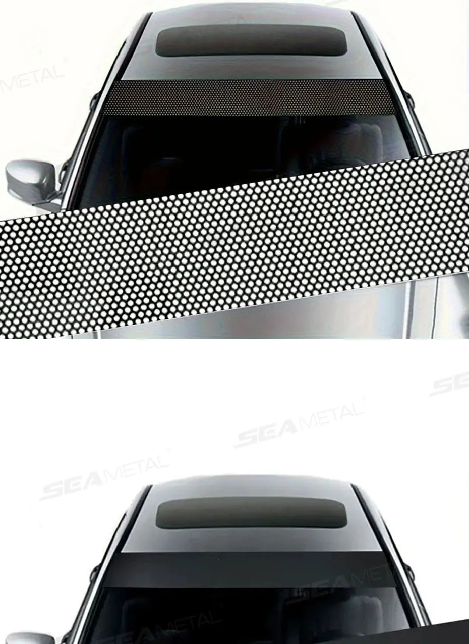 Front Windshield Sun Strip Sticker with Grid Pattern, 59 x 7.9 in