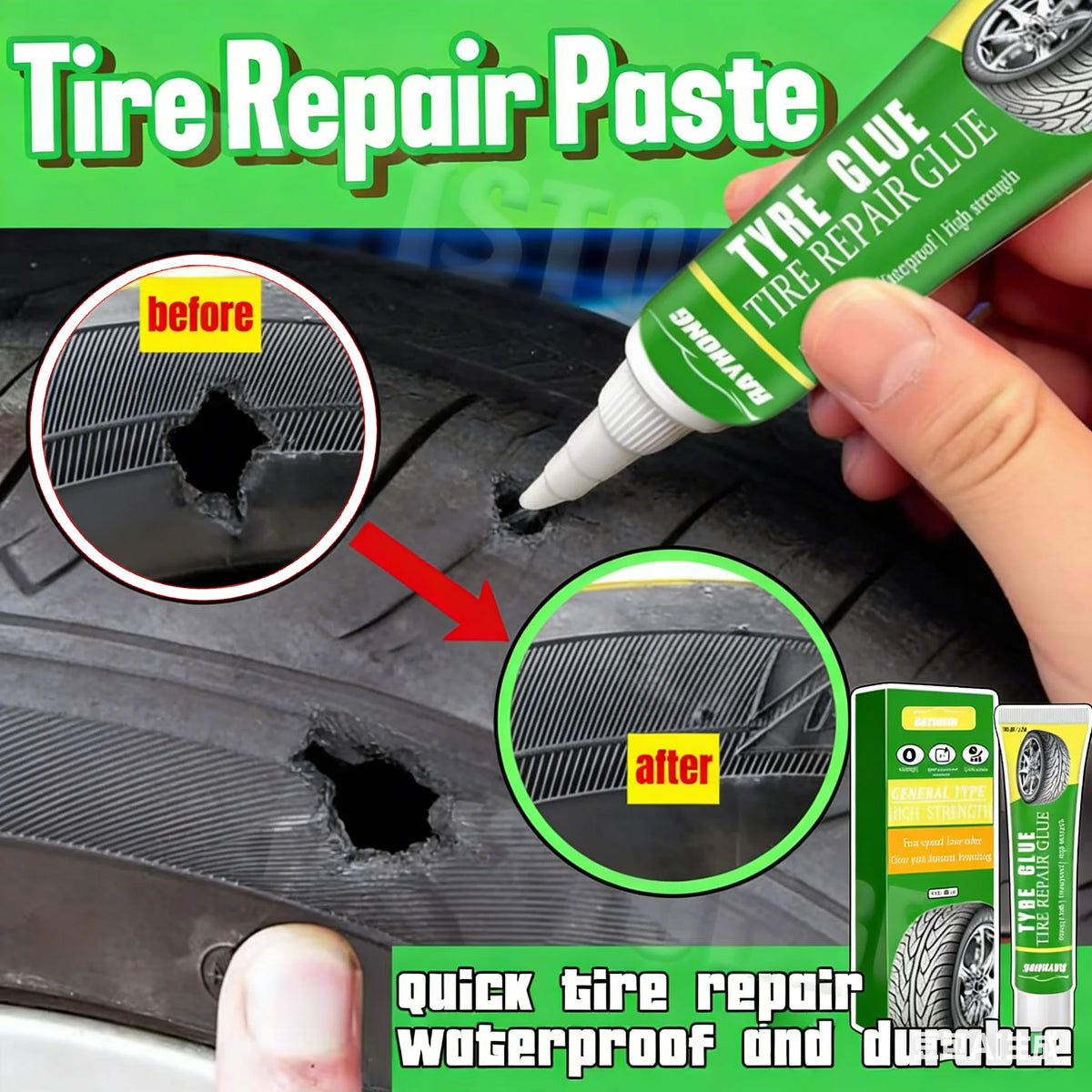 Instant Waterproof Tire Repair Glue - Fast-Drying Rubber Adhesive - image 2